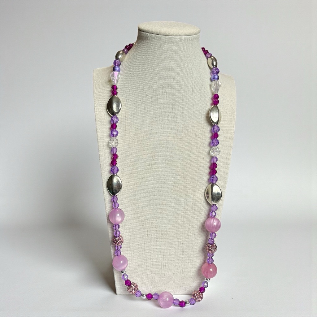 5 For $20 Acrylic Beaded Silver Tone Beaded Necklace Cc